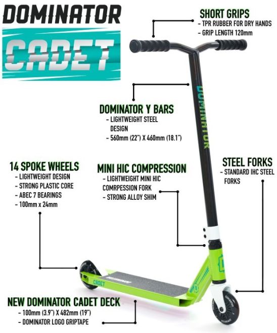 Triukinis paspirtukas Dominator Cadet Green Black